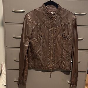 NWOT Max Studio Dark Brown Pleather Jacket